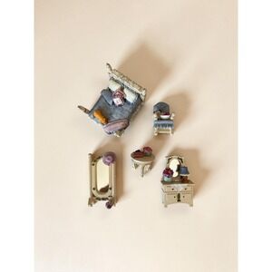 Vintage Avon Country Cottage Bedroom - Miniature Furniture -Complete 5 Piece Set